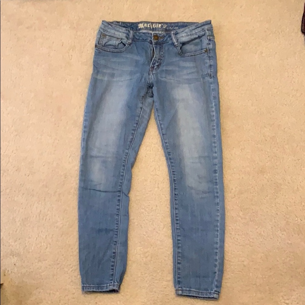 Light wash faded stretchy machine jeans